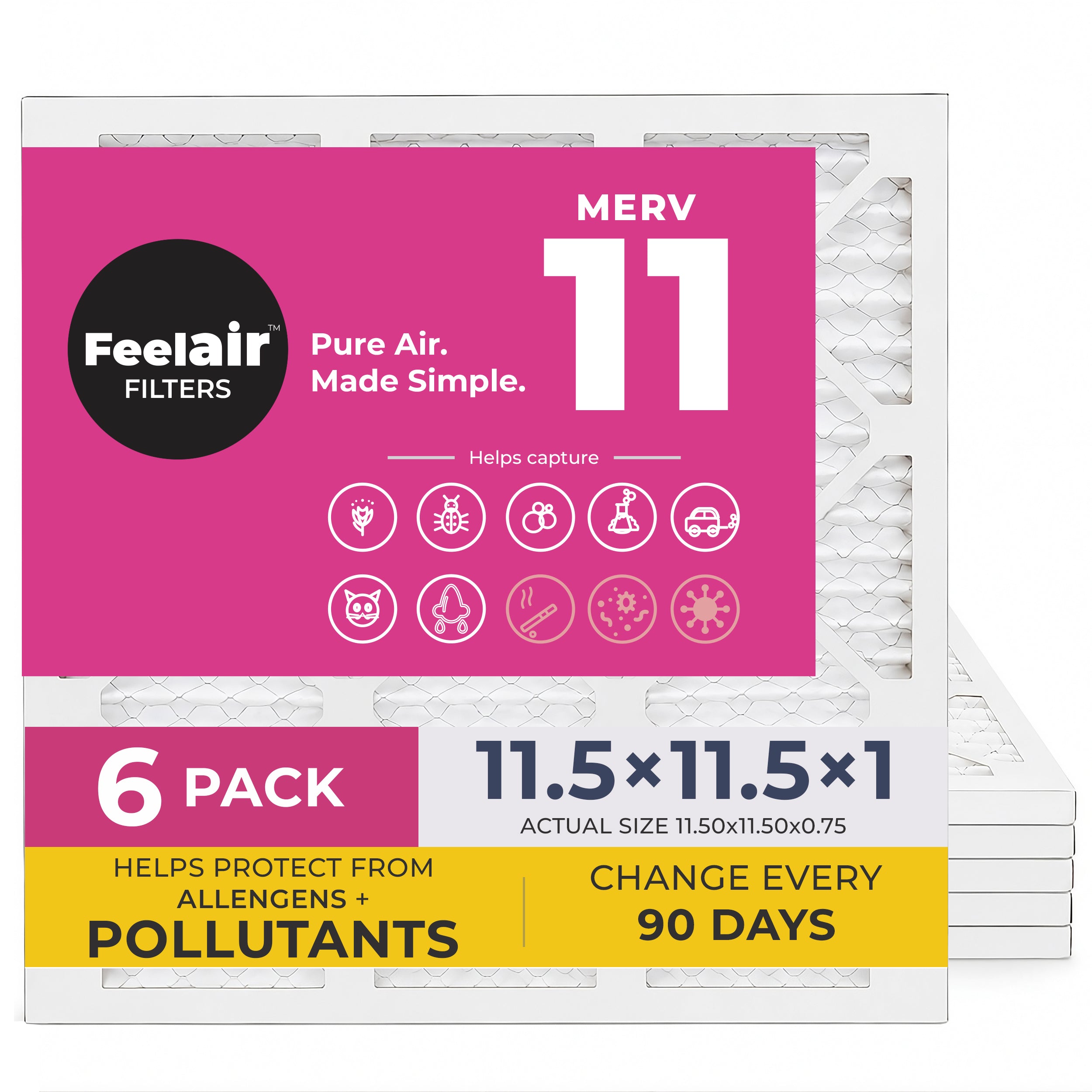 FeelAir 11.5x11.5x1 Air Filter MERV 11
