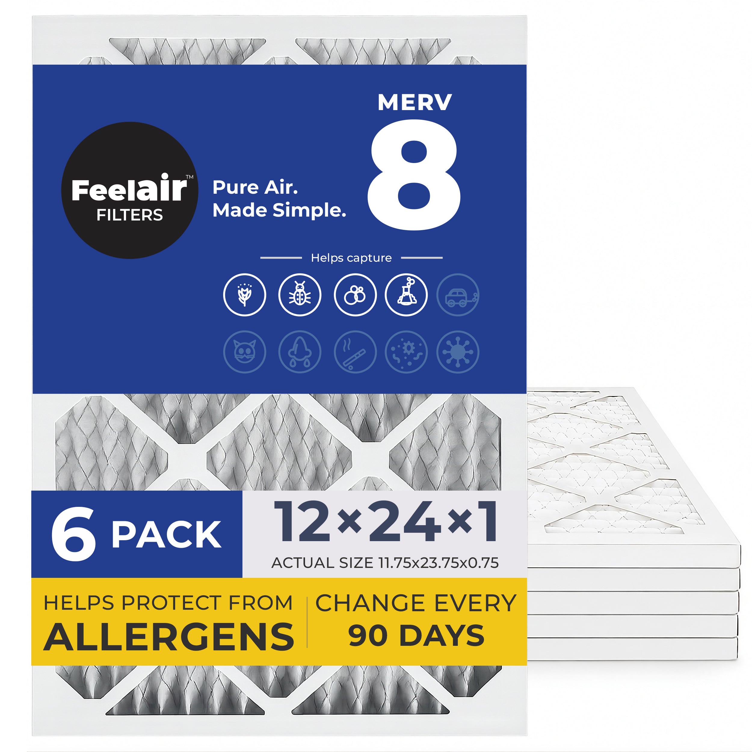 FeelAir 12x24x1 Air Filter MERV 8