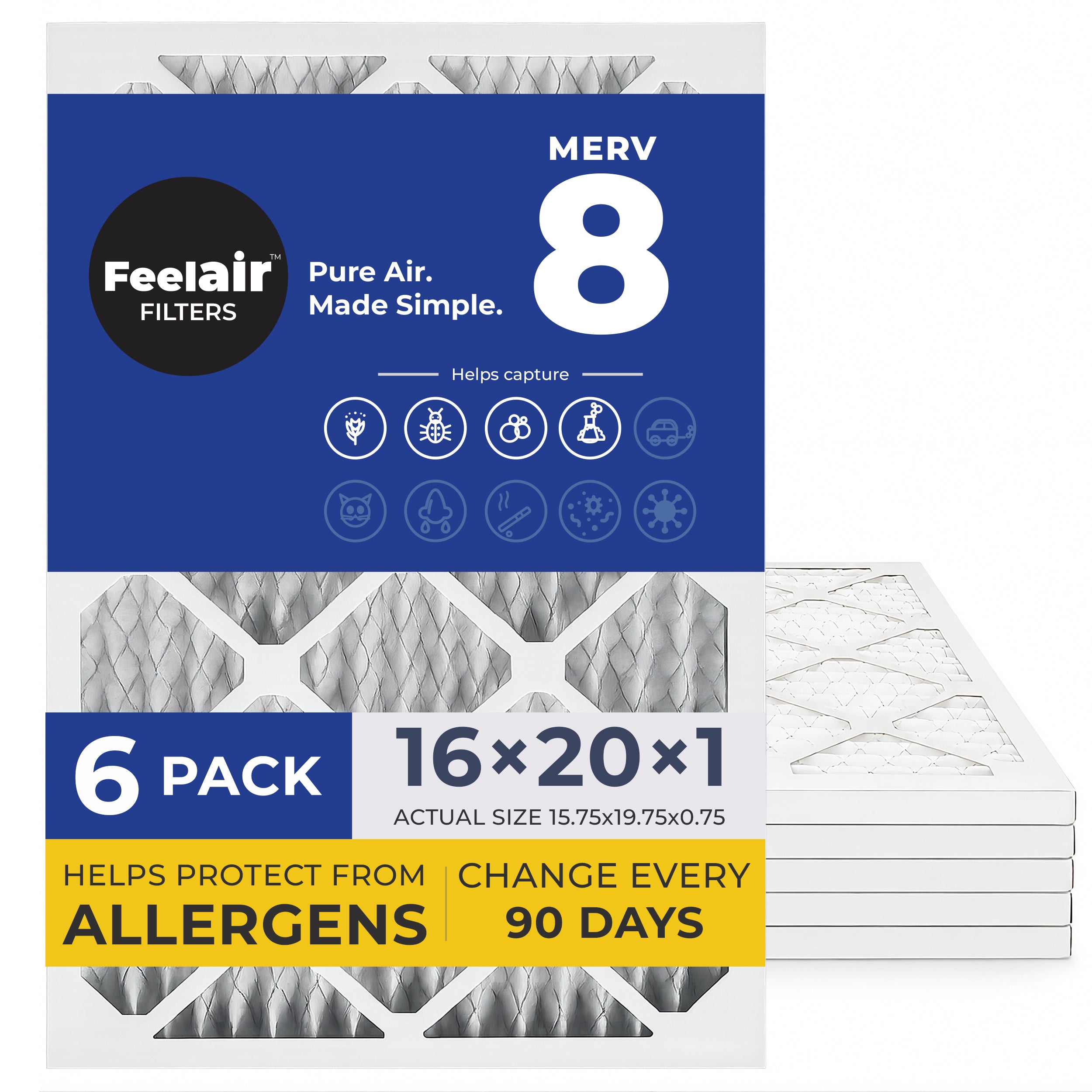 FeelAir 16x20x1 Air Filter MERV 8