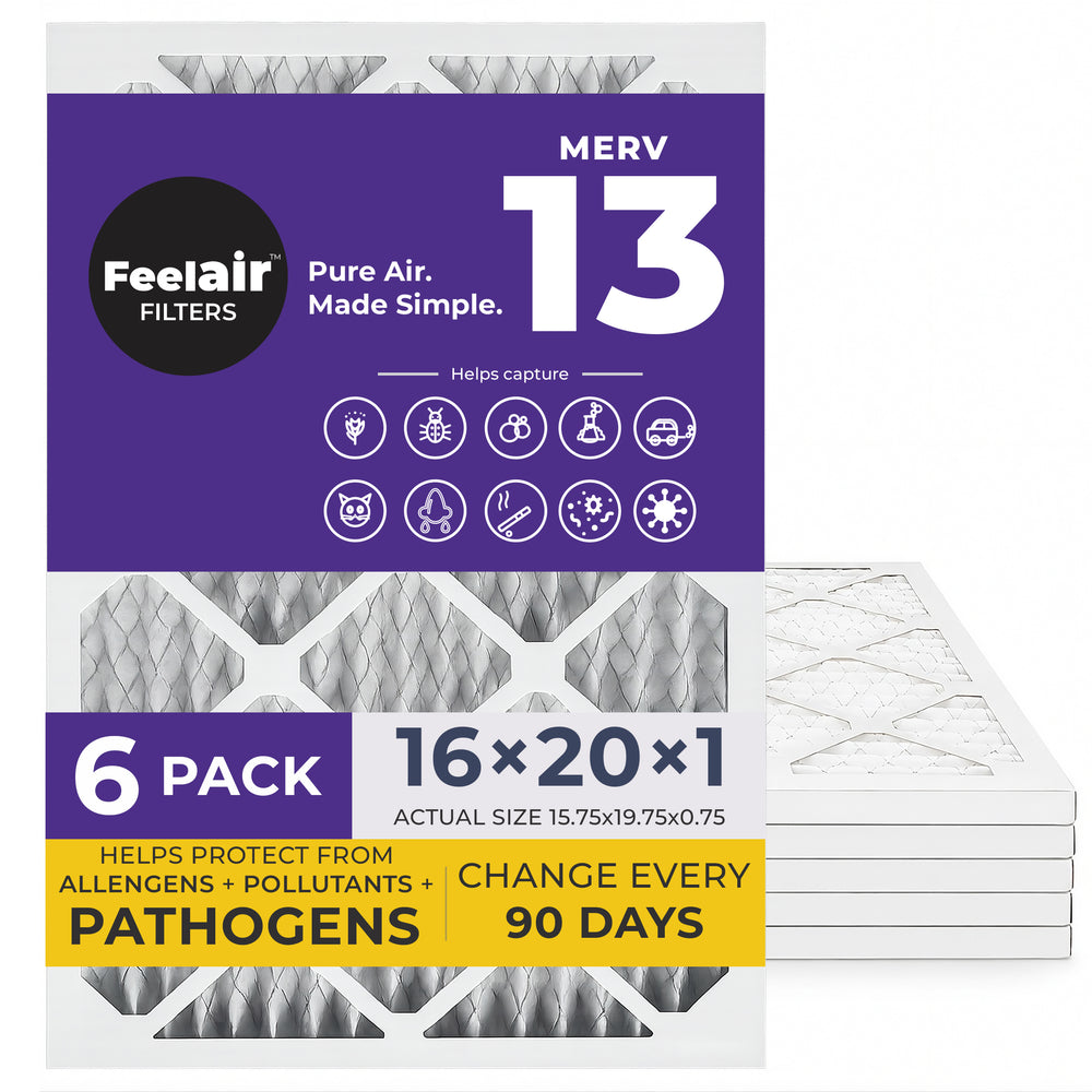 FeelAir 16x20x1 Air Filter — 6 Pack MERV 13