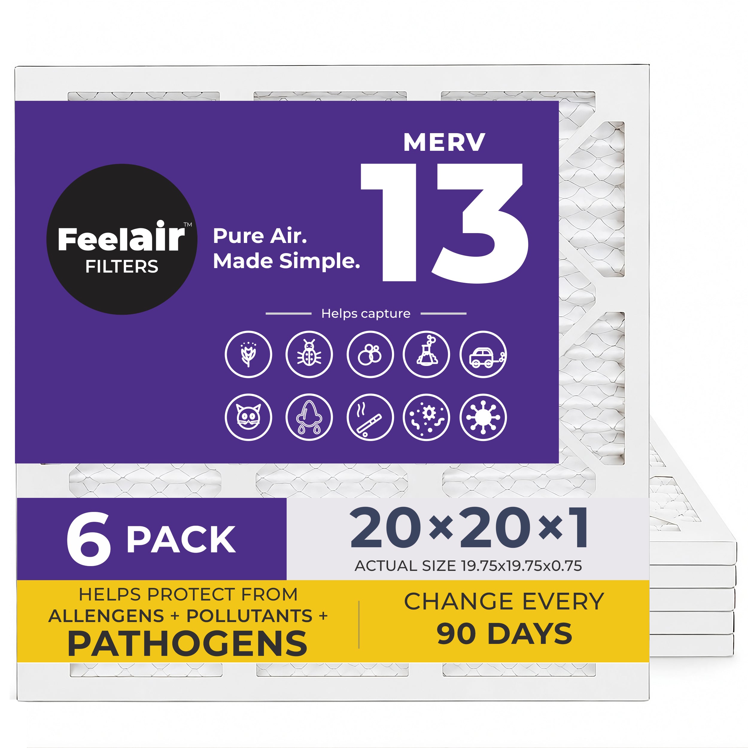 FeelAir 20x20x1 Air Filter MERV 13
